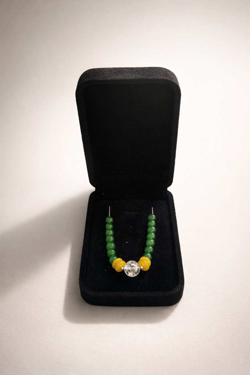 Colier din argint 925 cu jad şi cristal de stanca | Helios Verde