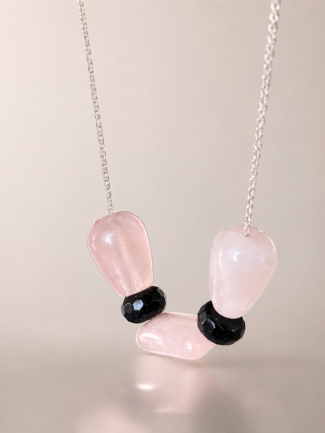 Colier din argint 925 cu cuarț şi onix | Rosa Nox