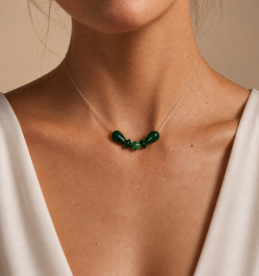 Colier din argint 925 cu jad | Silva Verde