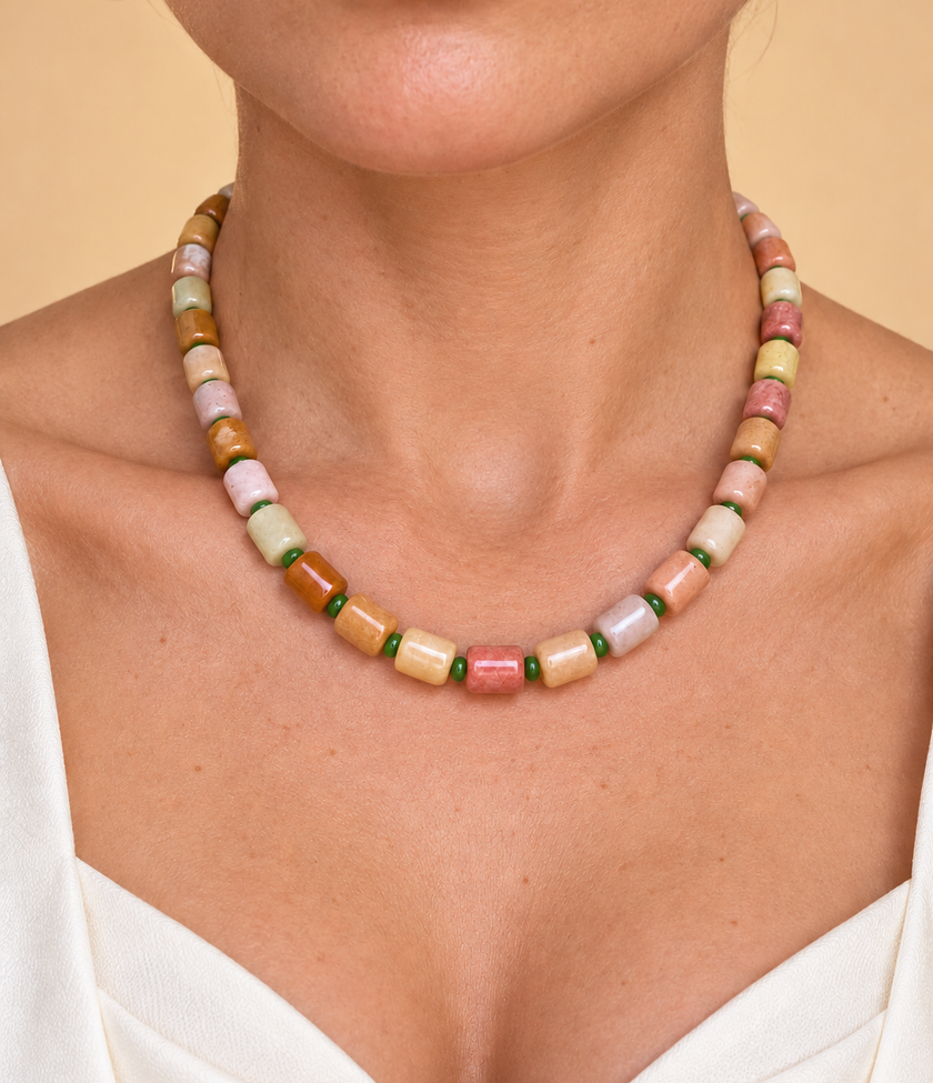 Choker din argint 925 şi jad | Solenia
