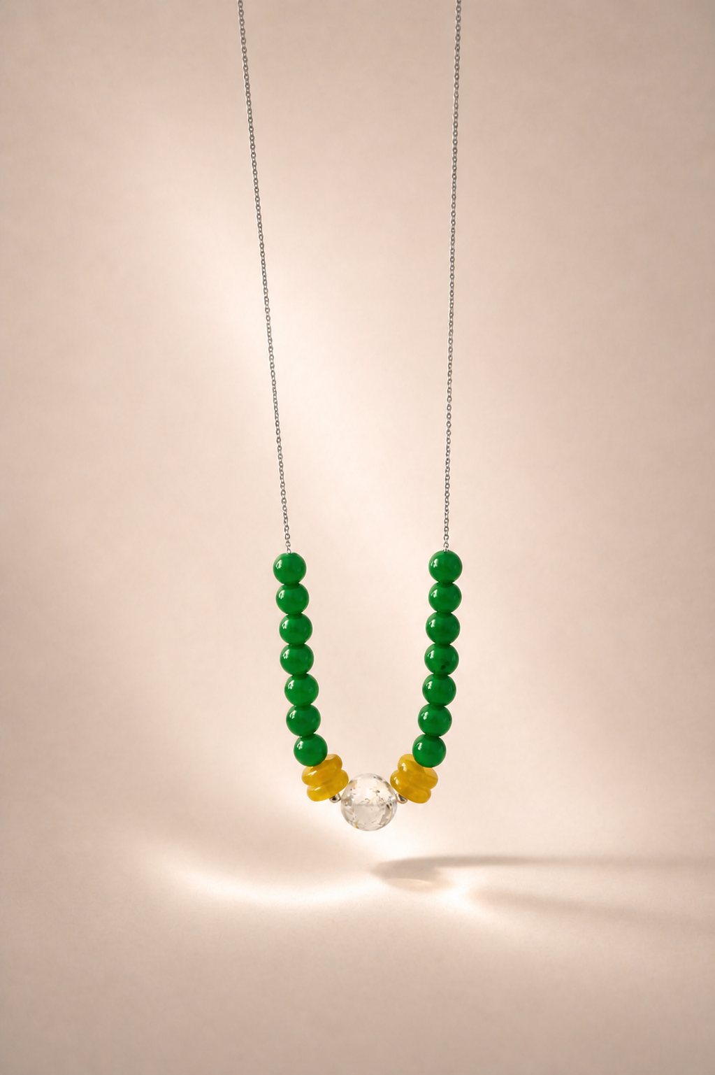 Colier din argint 925 cu jad şi cristal de stanca | Helios Verde