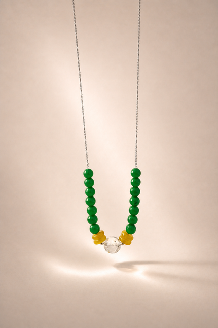 Colier din argint 925 cu jad şi cristal de stanca | Helios Verde