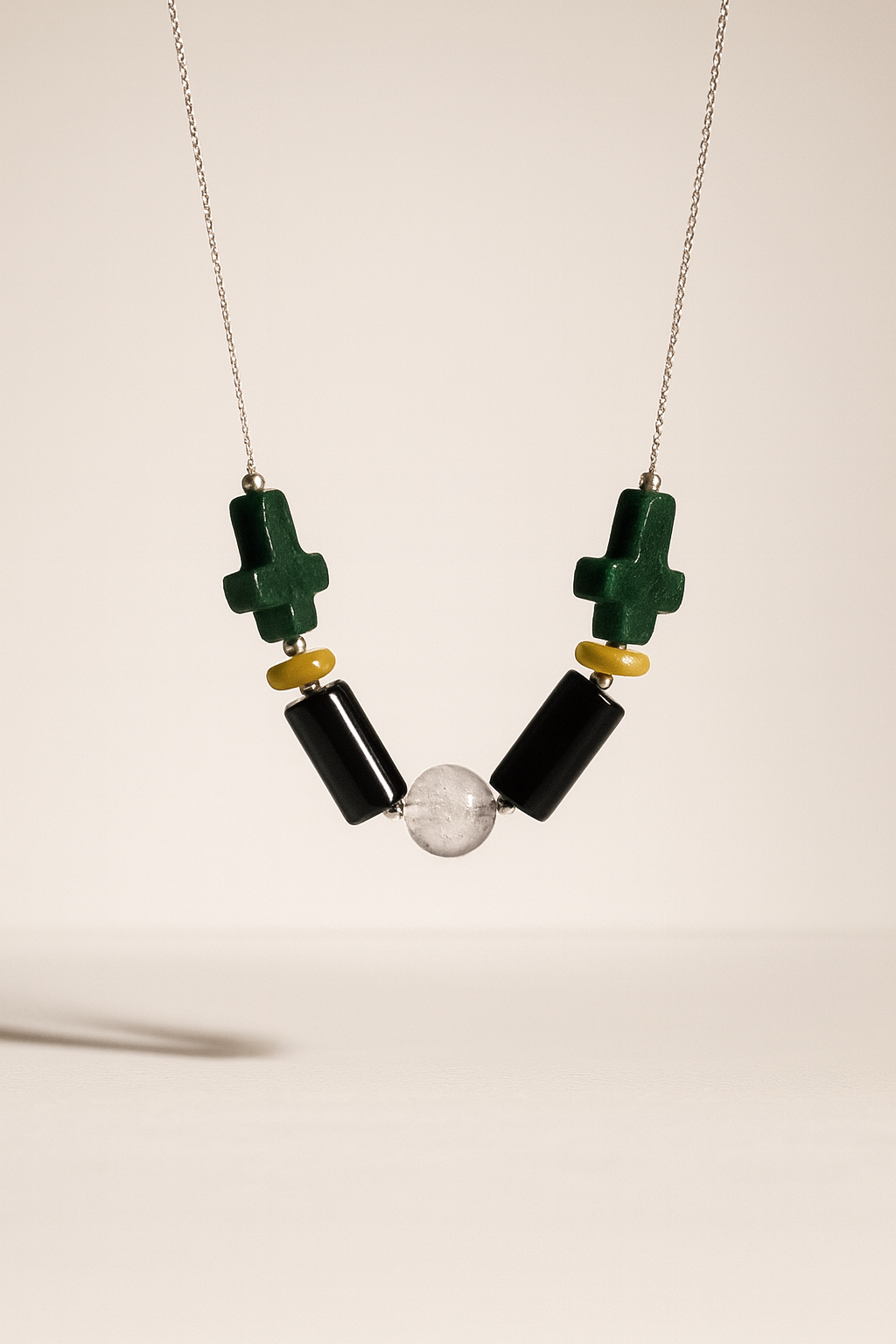 Colier din argint 925 cu cristal de stâncǎ şi jad | Axis