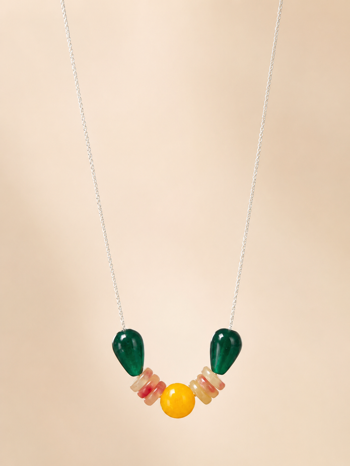 Colier din argint 925 cu jad | Golden Bloom