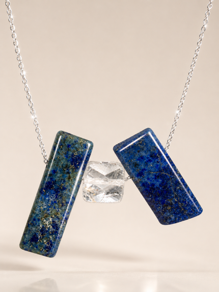Colier din argint 925 cu lapis lazuli și cristal de stâncă | Astra