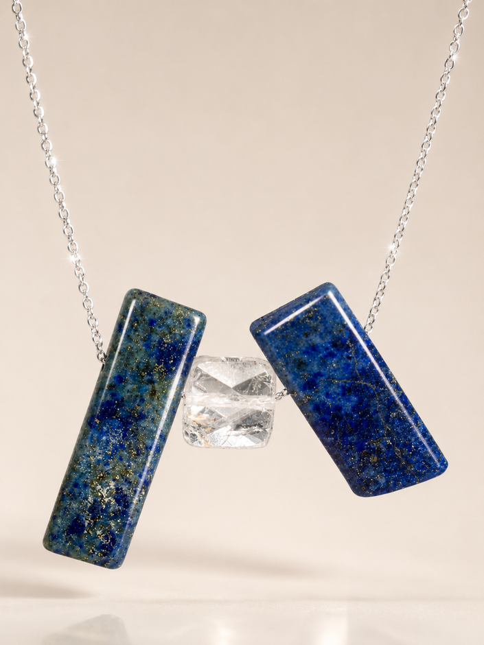 Colier din argint 925 cu lapis lazuli și cristal de stâncă | Astra