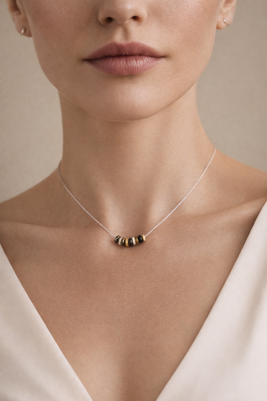 Colier din argint 925 cu discuri de mocait | Fluxus Telluris