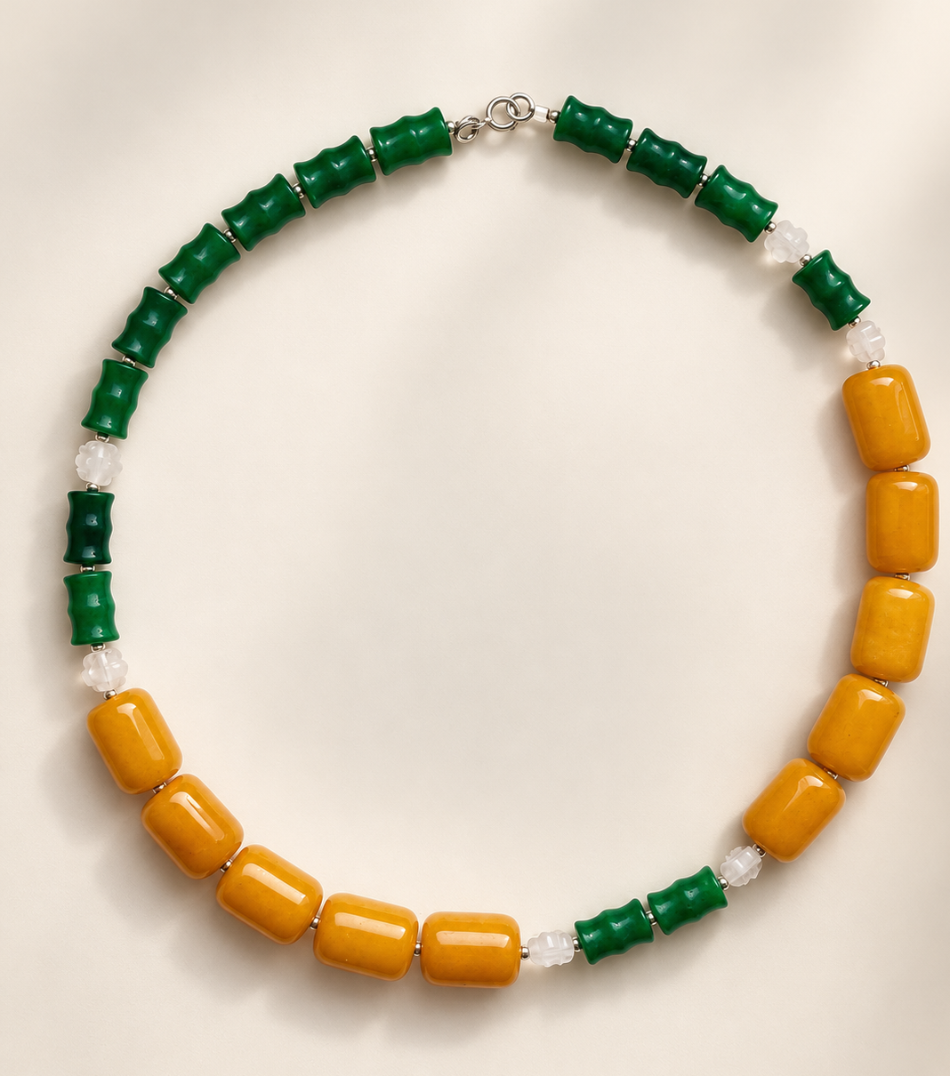 Choker din argint 925 cu jad natural şi cristal de stâncă | Solara