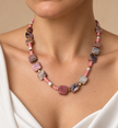 Choker din argint 925 cu rodonit, lavǎ, hematit | Rosaria