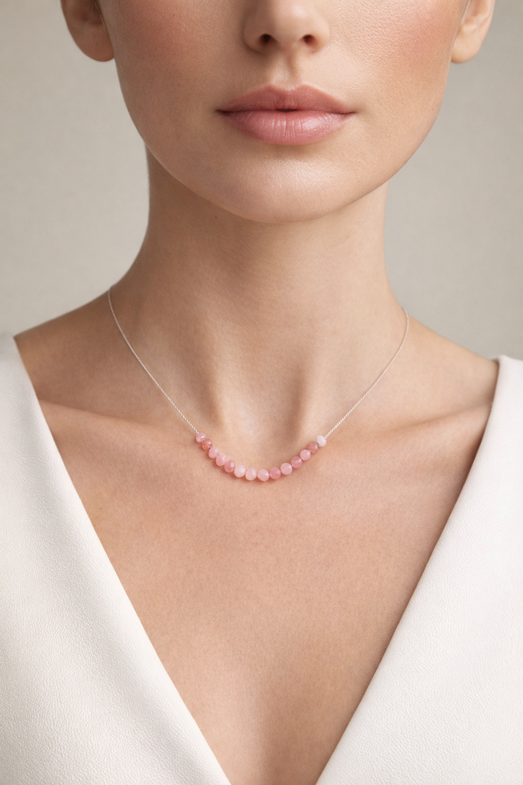 Colier din argint 925 cu jad roz | Rosarum Linea