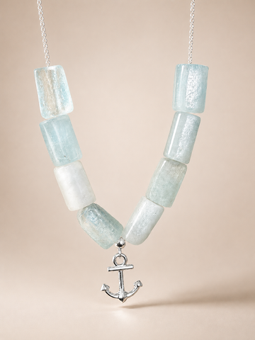 Colier din argint 925 cu pietre de acvamarin | Azure Anchor