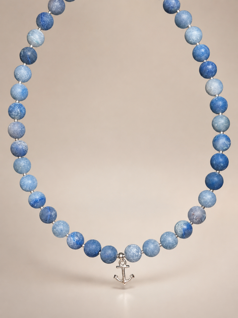 Choker din argint 925 cu aventurin mat | Blue Horizon