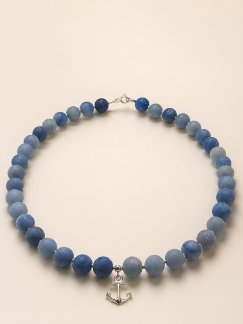 Choker din argint 925 cu aventurin mat | Blue Horizon