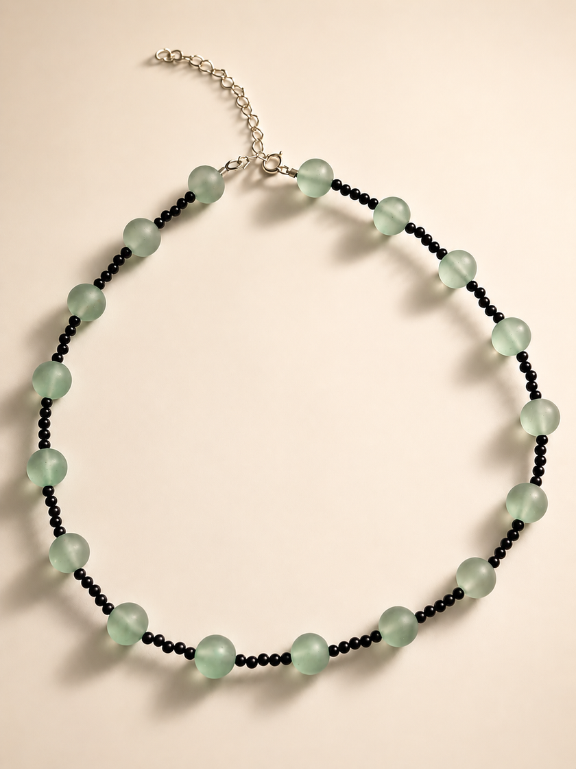 Colier din argint 925 cu aventurin și spinel negru | Viridis Harmonia