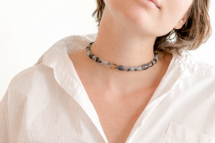 Choker din argint 925 cu agate | Riviera