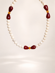 Choker din argint 925 cu coral si jad | Petalia