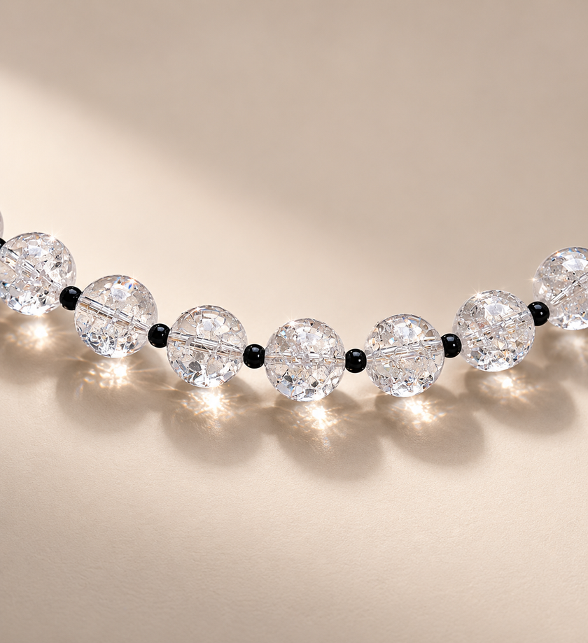 Choker din argint 925 cu cristal de gheațǎ şi spinel | Nix