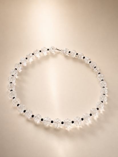Choker din argint 925 cu cristal de gheațǎ şi spinel | Nix