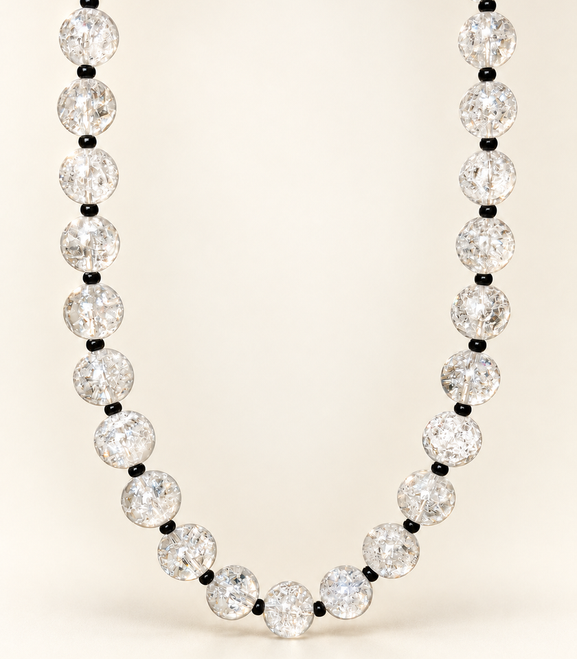 Choker din argint 925 cu cristal de gheațǎ şi spinel | Nix