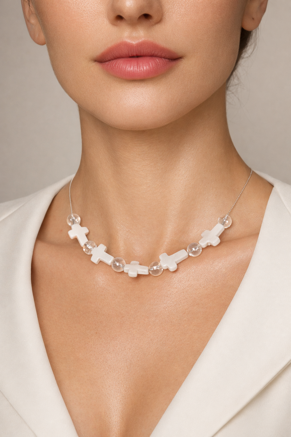 Colier din argint 925 cu sidef si cristal | Signa