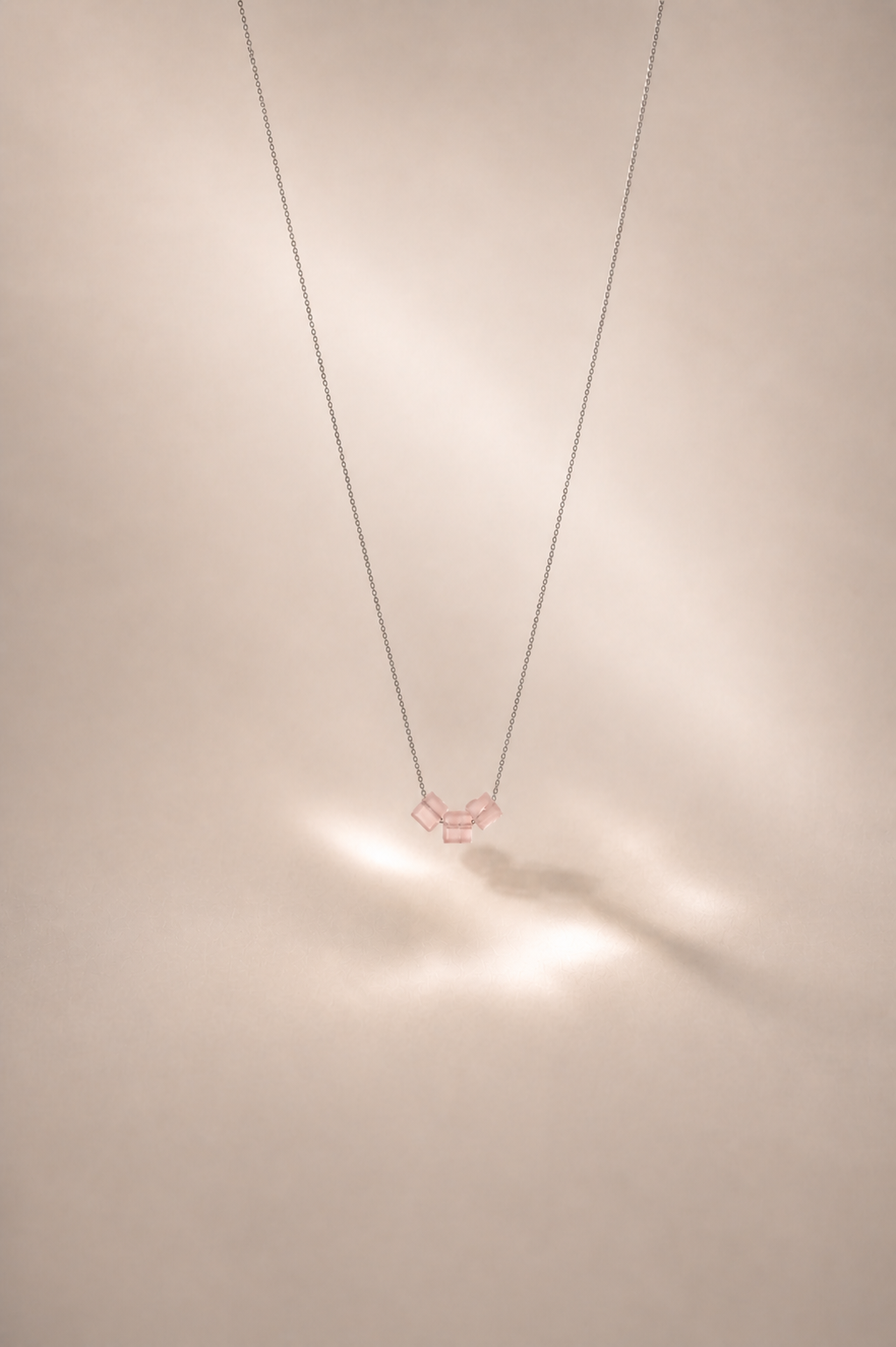 Colier din argint 925 cu cuarț roz nude | Tria Rosa