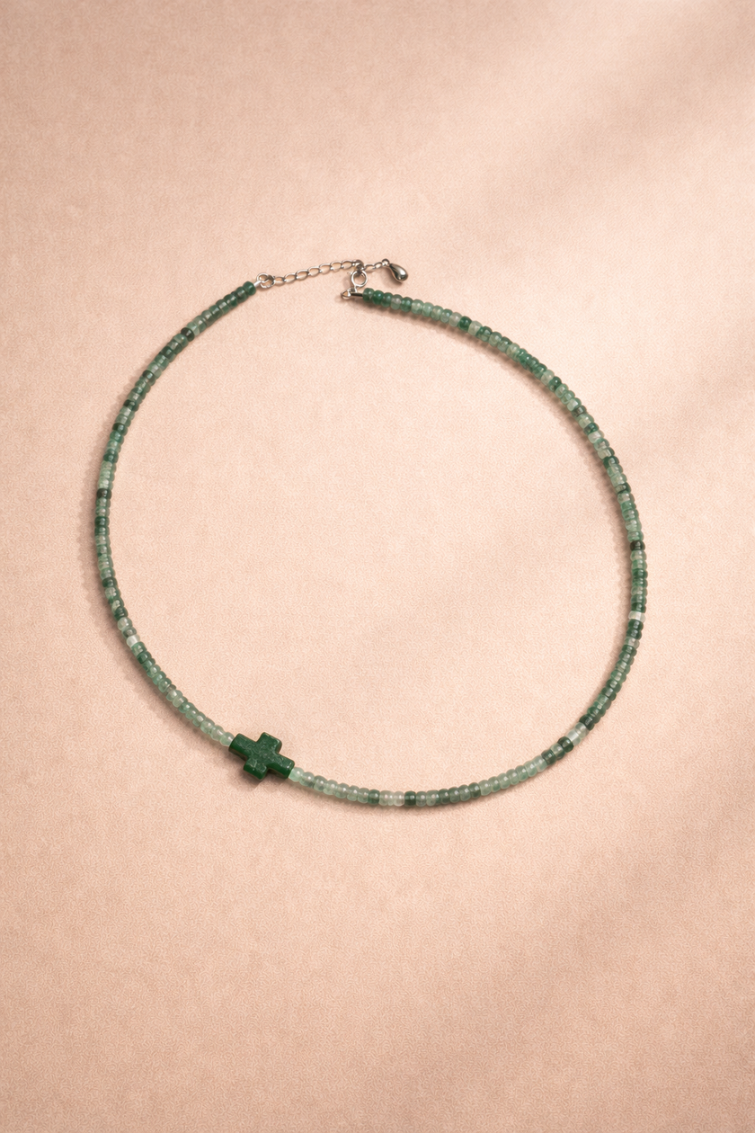 Choker din argint 925 cu jad și cuarț | Giardino