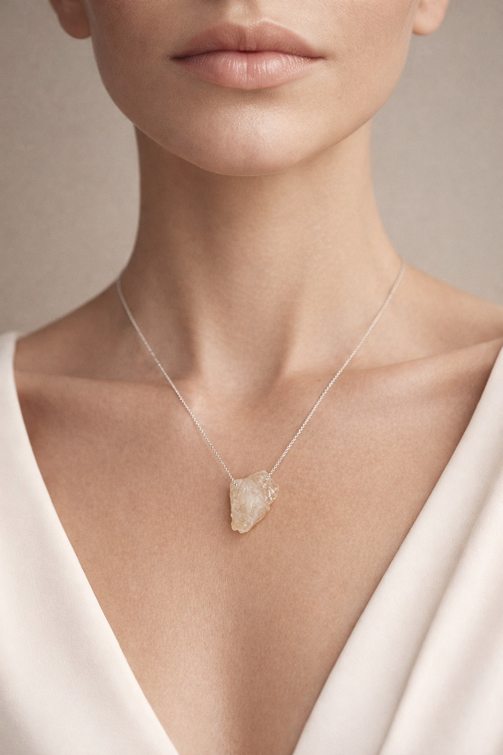 Colier din argint 925 cu piatrǎ de citrin neşlefuitǎ | Aurea Naturae