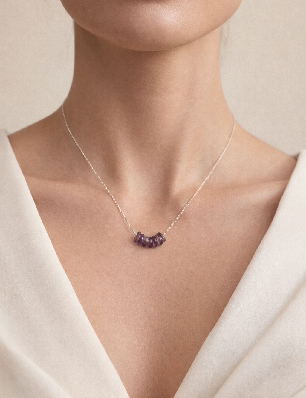 Colier din argint 925 cu discuri de ametist | Iris Nocturna
