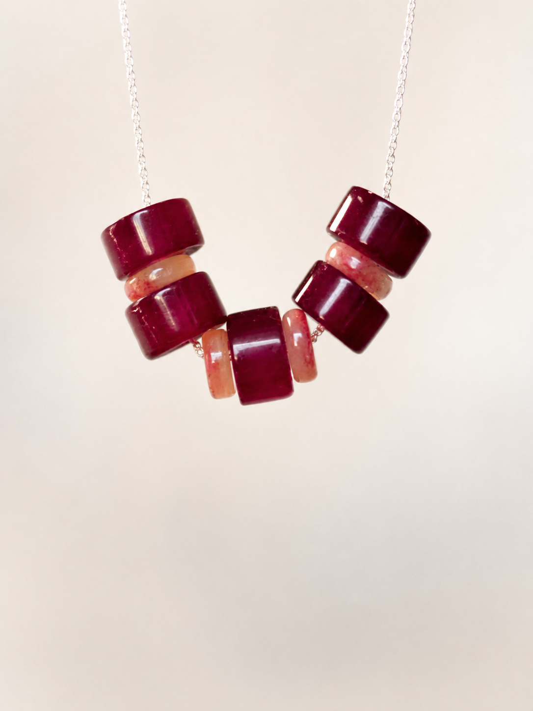 Colier din argint 925 cu agate si jad | Berry Glow