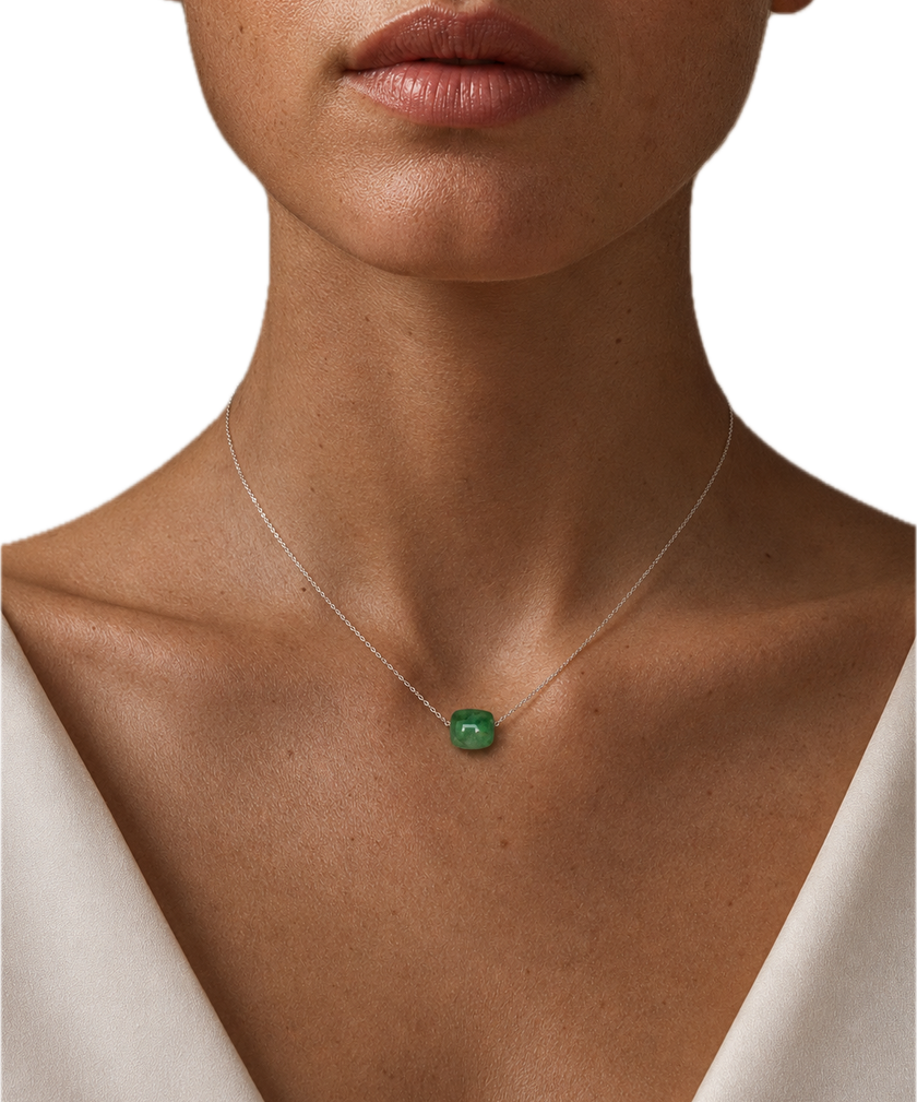 Colier din argint 925 cu jad verde | Viridis Unus
