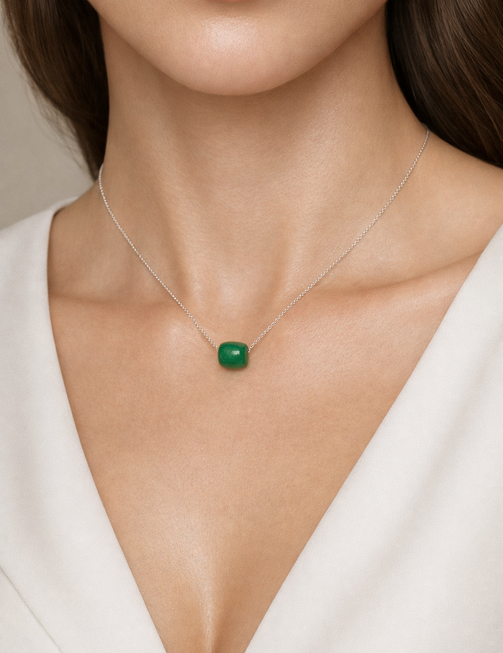 Colier din argint 925 cu jad verde | Viridis Unus