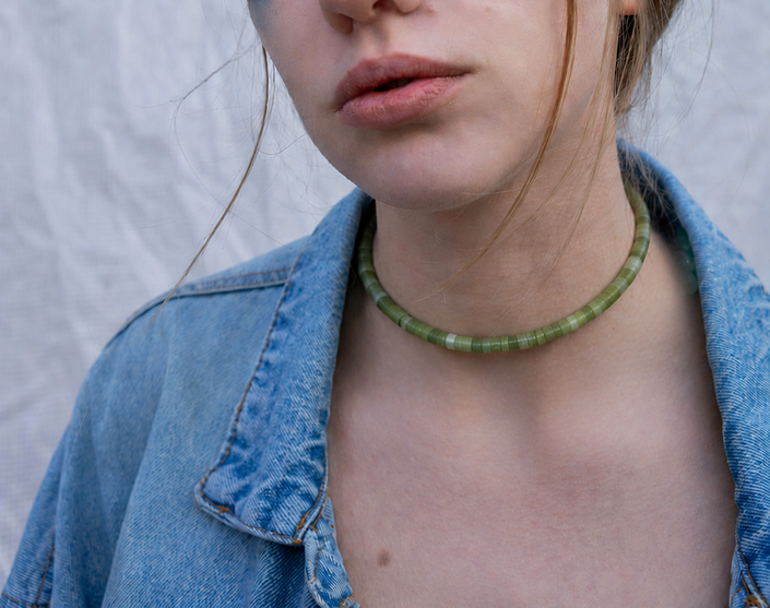 Choker din argint 925 cu jad verde | Viridia