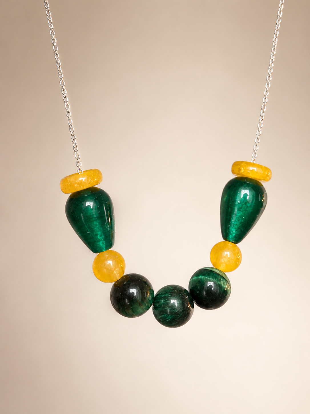 Colier din argint 925 jad | Emerald Rhythm