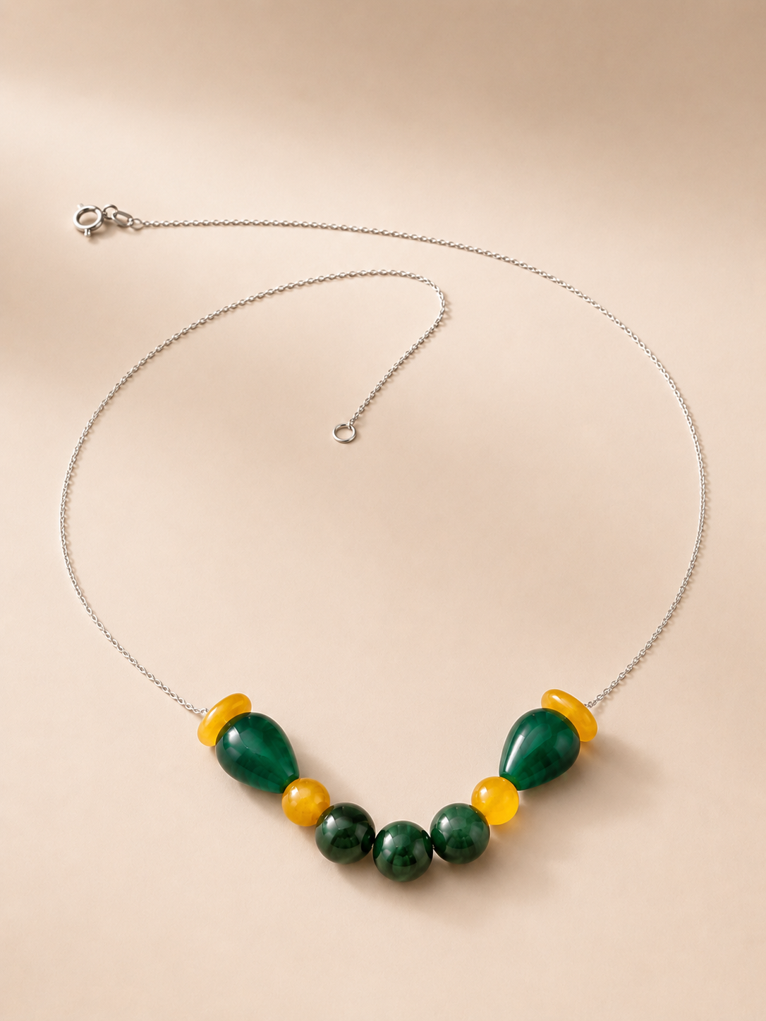 Colier din argint 925 jad | Emerald Rhythm