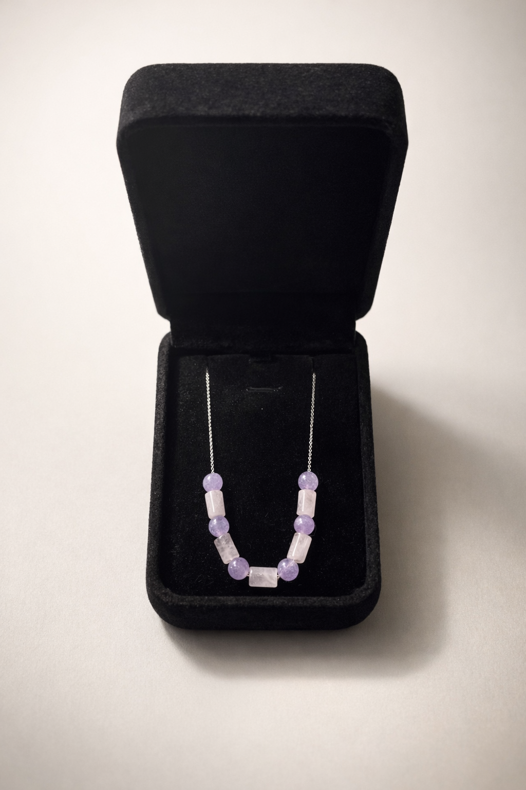 Colier din argint 925 cu jad si cuarț roz si jad lila | Aera