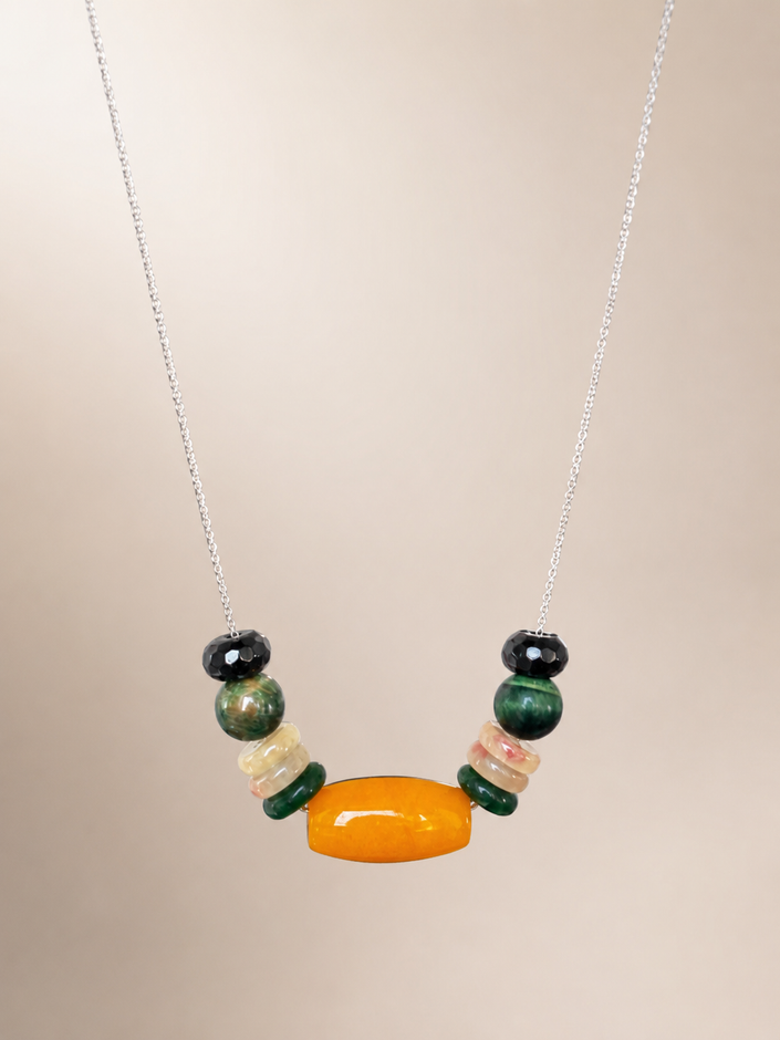 Colier din argint 925 cu jad şi onix | Verdant