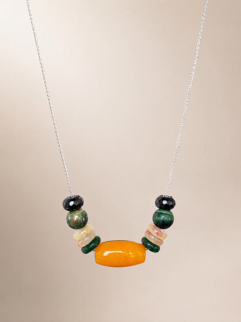 Colier din argint 925 cu jad şi onix | Verdant
