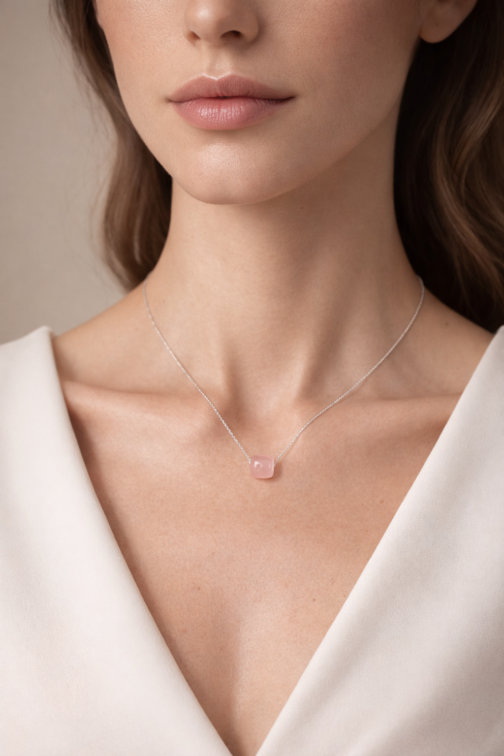 Colier din argint 925 cu jad nude | Nodus Quietus