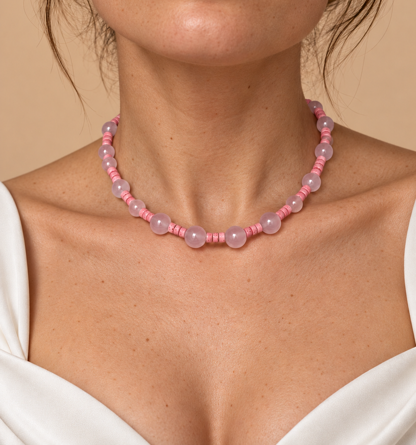 Choker din argint 925 cu cuarț şi lavǎ| Rosalis