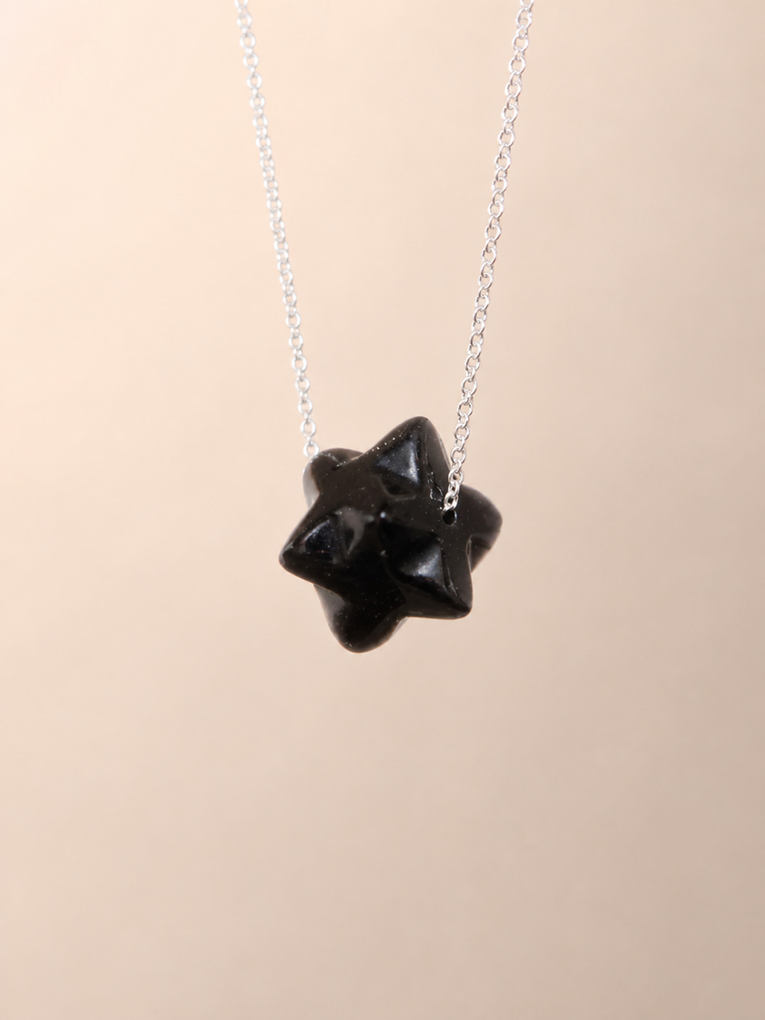 Colier din argint 925 cu obsidian | Stella Noctis