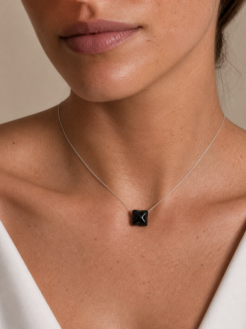 Colier din argint 925 cu obsidian | Stella Noctis