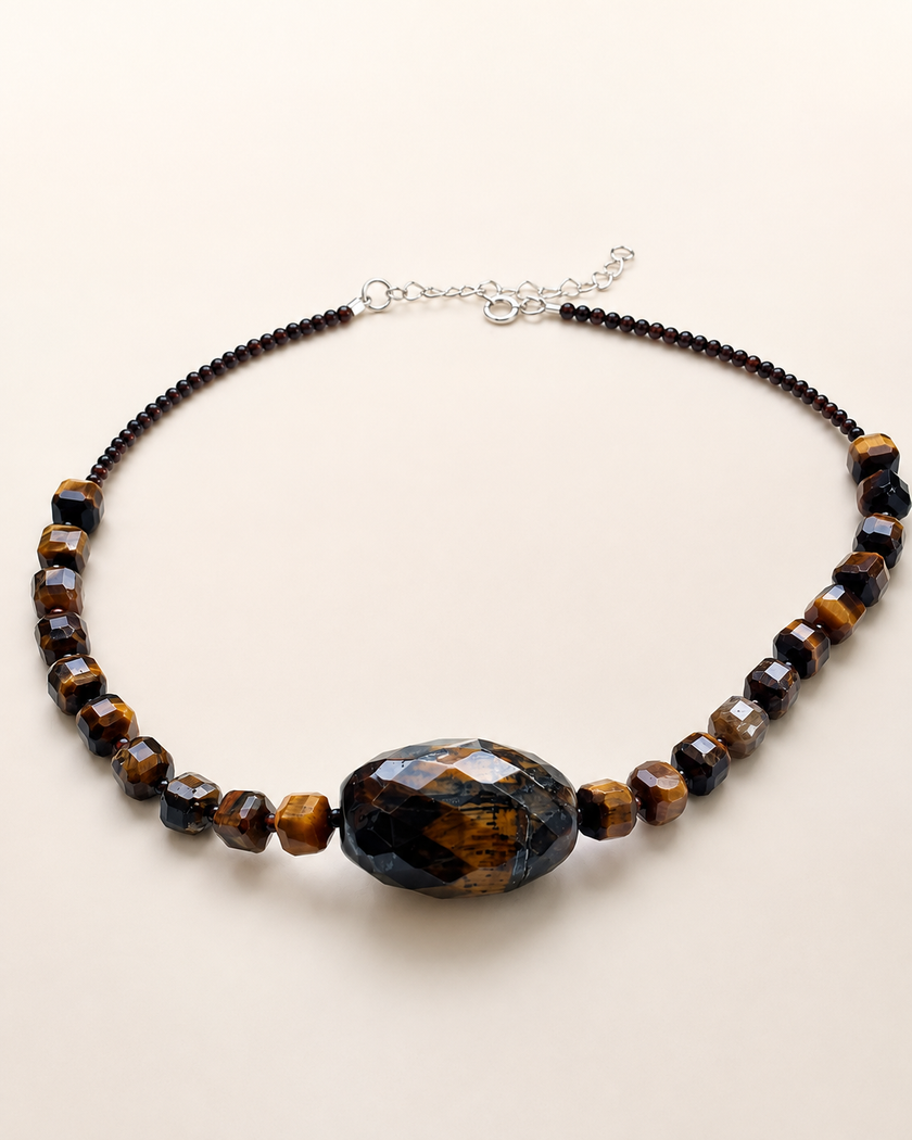 Choker din argint 925 cu ochi de tigru | Terra