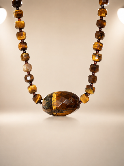 Choker din argint 925 cu ochi de tigru | Terra