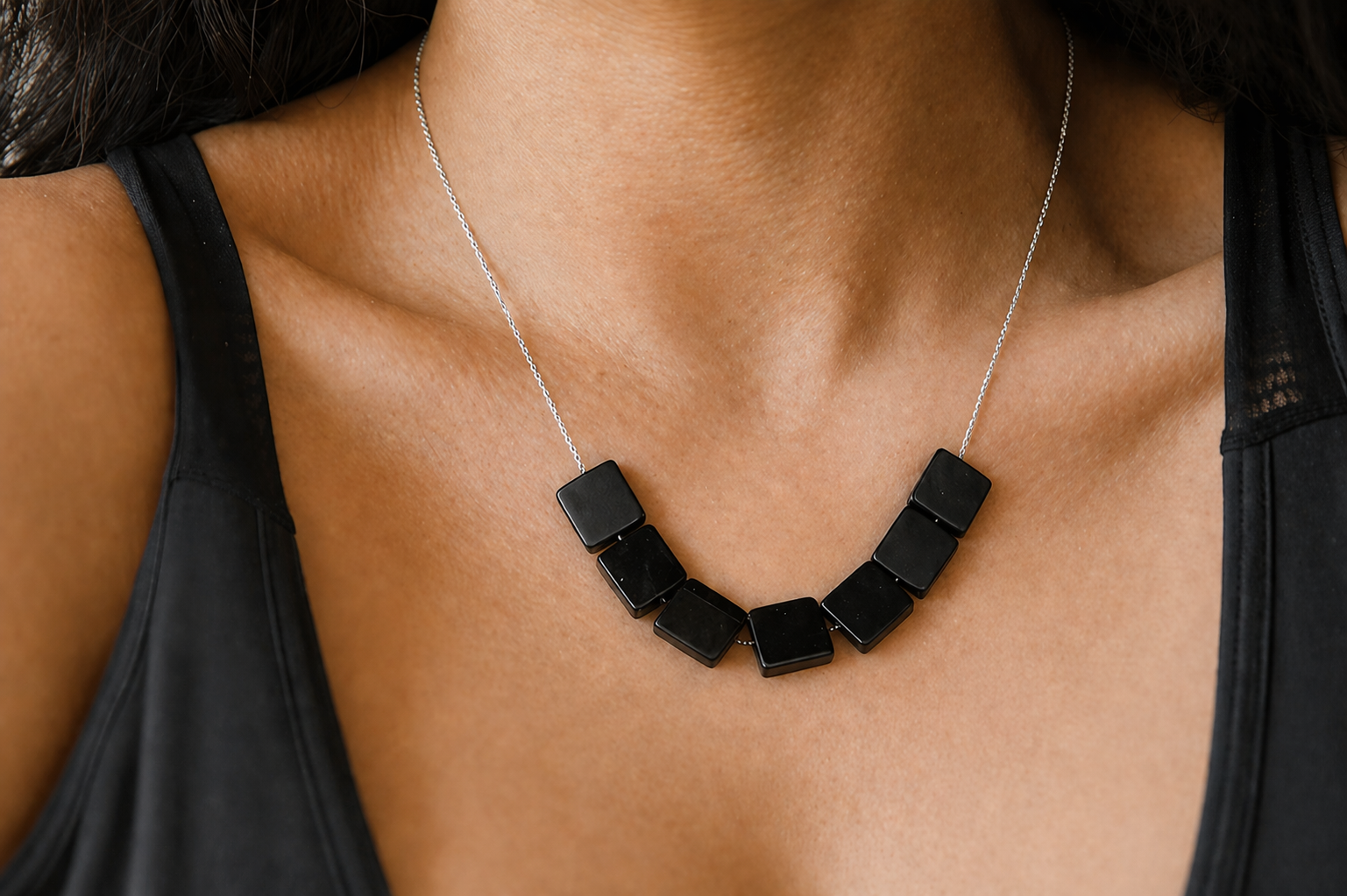 Colier din argint 925 cu pietre negre | Noir