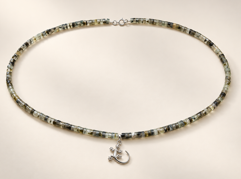 Choker din argint 925 cu prehnit | Lacerta