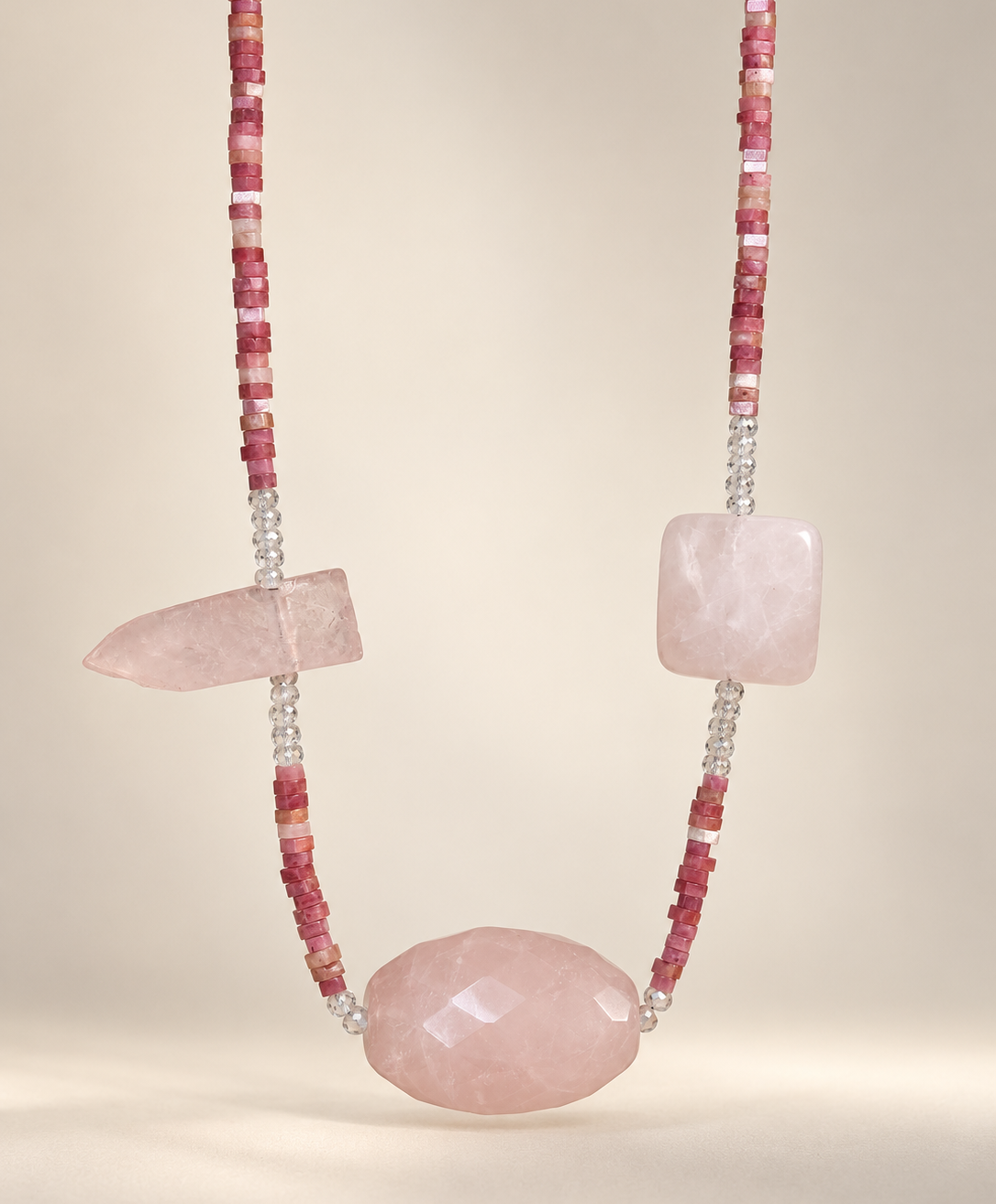 Choker din argint 925 cu cuarț, zirconiu şi rodonit | Rosalia
