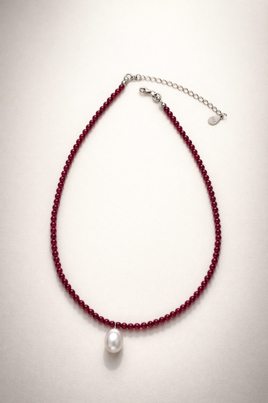 Colier din argint 925 cu rubine sintetice si perla | Rubinus
