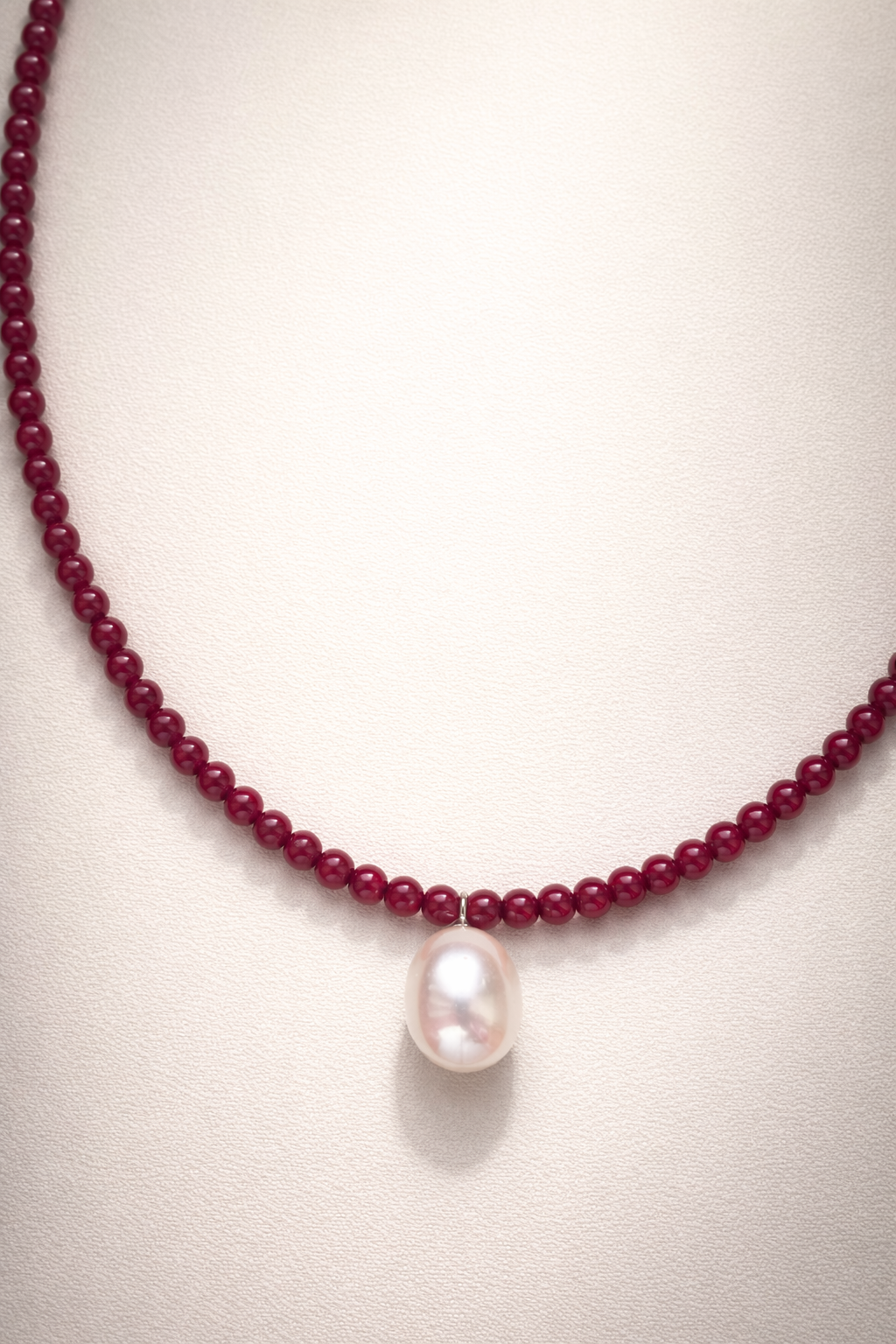 Colier din argint 925 cu rubine sintetice si perla | Rubinus
