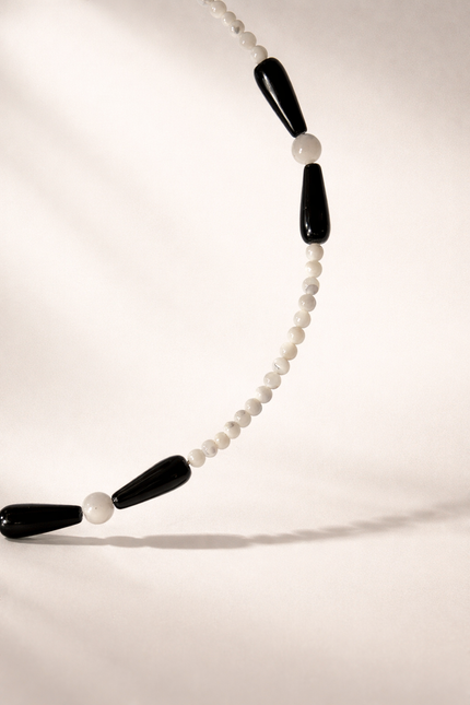 Choker din argint 925 cu sidef si onix | Contraste