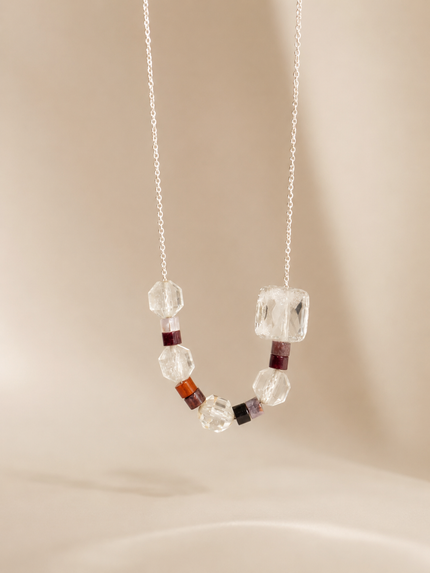 Colier din argint 925 cu cristal de stâncă, topaz, agate | Prisma